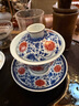 容山堂 古脂陶瓷大號泡茶三才蓋碗三件套青花瓷茶杯主人杯茶碗功夫茶具 復古青花釉里紅蓋碗-纏枝蓮 曬單實(shí)拍圖