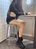 大東女士馬丁靴女2025秋冬新款小個子厚底增高顯瘦加絨短靴英倫高跟機車靴 黑色-單里 38 （標準尺碼） 曬單實拍圖