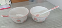 釉下彩可愛(ài)卡通碗碟套裝家用高顏值陶瓷碗筷盤(pán)餐具 2碗2勺 4件套 曬單實(shí)拍圖
