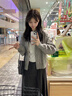 矜持范毛衣女學(xué)院風(fēng)短款針織衫女2025春季新款小個(gè)子絞花上衣毛衣外套 灰色 (絞花開(kāi)衫) M 曬單實(shí)拍圖