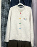 妃奧絨秋冬糖果色扣子毛衣開(kāi)衫女小狗刺繡軟糯外套甜美百搭復古針織上衣 圖片色 M 曬單實(shí)拍圖