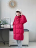 鴨鴨紅色中長(cháng)款兒童羽絨服女童2025新款冬季防寒連帽保暖中大童裝外套 紅色 140 曬單實(shí)拍圖