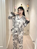 貝妍睡衣女春秋季長(cháng)袖2025新款莫代爾套裝高級性感蕾絲國風(fēng)開(kāi)衫家居服 C20838圖色 M (160) 曬單實(shí)拍圖
