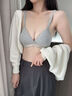Calvin Klein內(nèi)衣【新品禮盒明星同款復(fù)古引力帶】25秋女ck三角杯文胸QF8369AD P7A-椰青灰 M 曬單實(shí)拍圖