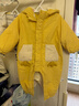 凡獵嬰兒衣服冬裝新生女寶寶連體衣夾棉加絨保暖棉服外出哈衣冬季 黃色 80cm 曬單實(shí)拍圖