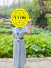 緋垚學(xué)院風(fēng)條紋襯衫連衣裙女夏季高收腰短袖連衣裙韓版polo領(lǐng)顯瘦裙子 淺藍色帶腰帶 M 曬單實拍圖