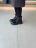 大東女士馬丁靴女2025新款秋冬季真皮亮皮小個(gè)子增高瘦瘦襪靴女短靴冬加絨 黑色加棉 38 曬單實(shí)拍圖