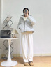 坦博爾【推薦】泡芙短款羽絨服女25年新款連帽面包服保暖外套TB5330278D 霜林灰 S (160) 曬單實拍圖