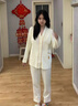 英氏七夕禮物孕婦秋季百棉月子服孕婦哺乳睡衣產(chǎn)婦家居服套裝V領(lǐng)黃XL 曬單實拍圖