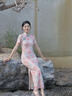 恣禾凌茜【花間令】新中式碎花改良旗袍女夏季復(fù)古收腰絕美連衣裙 粉色 【有袖】高個(gè)子 M 曬單實(shí)拍圖