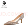 ROSE CASTLE婚鞋女新娘鞋秀禾婚紗兩穿金色高跟鞋女細(xì)跟尖頭單 淺金（6.5厘米）R6112禮盒版 35 曬單實(shí)拍圖