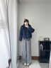 熙世界（sllsky）鴨絨保暖羽絨服假兩件秋冬新款女裝厚外套冬季長(zhǎng)款百搭衣服 藏青色 L 曬單實(shí)拍圖
