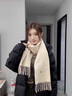 玖慕（JIUMU）純羊毛圍巾女秋冬季加厚披肩送女生中秋禮物紅色保暖圍脖禮盒 椰奶米-暖暖愛(ài)心 曬單實(shí)拍圖