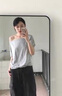 森馬（Semir）白色斜肩露肩t恤女短袖夏季2025新款寬松顯瘦遮肉一字肩辣妹上衣 花灰色 L 【110-120斤】 曬單實(shí)拍圖