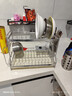 304不銹鋼廚房置物架碗碟碗盤(pán)瀝水架多功能放碗架碗筷收納盒碗柜 碗碟架2層主架+筷筒+砧板架 曬單實(shí)拍圖