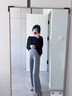 ARTFULMOM英國孕婦褲春秋外穿闊腿褲2025新款不勒肚子無(wú)托腹休閑糯米直筒褲 中花灰 L 曬單實(shí)拍圖