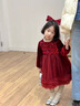 G.DUCKKIDS小黃鴨童裝公主裙女童連衣裙加絨兒童拜年裙子紅色寶寶tutu裙長(cháng)袖 紅色+頭紗 90 尺碼1~2歲【 80-90cm】 曬單實(shí)拍圖