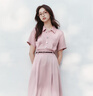 森馬（Semir）牛仔連衣裙女收腰翻領(lǐng)裙子2025夏涼感通勤休閑中長(zhǎng)裙109325114021 曬單實(shí)拍圖