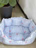 E7 生活狗窩新款狗狗涼感墊子懶人沙發(fā)耐臟狗狗床墊子寵物用貓窩四季通用 藍色格紋【四季通用】L-63*47*19cm 曬單實(shí)拍圖