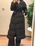 勤記有腰帶的羽絨服女士大翻領(lǐng)大翻領(lǐng)腰帶收腰羽絨服2024冬季新款時(shí)尚 黑色羽絨服 S 曬單實(shí)拍圖