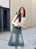 拉夏貝爾美式正肩打底衫長(cháng)袖t恤女2025春秋新款內搭修身打底上衣 白色 S 曬單實(shí)拍圖
