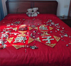 雅鹿高檔結婚四件套大紅中式刺繡新婚嫁房婚慶床上用品喜子被罩床單笠 喜結連理【手工刺繡-親膚柔軟】 1.8m床單款四件套-200*230cm被套 曬單實(shí)拍圖