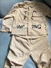 迪士尼（Disney）男童秋裝套裝童裝新款春秋兒童服裝小男孩衣服1歲寶寶秋季三件套5 卡其色 休閑字母三件套 110 建議3-4歲 體重30-35斤 曬單實(shí)拍圖
