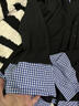 妙奕嘉假兩件v領(lǐng)針織衫女打底衫2025秋季新款長(cháng)袖上衣洋氣內搭可外穿 韓系格紋假兩件polo領(lǐng)黑色長(cháng)袖 XL 【建議120斤內】 曬單實(shí)拍圖