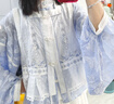 七月夕原創(chuàng  ) 奇珍異貝 小清新改良琵琶袖刺繡比甲褶裙通勤漢服套裝 奇珍異貝 琵琶袖 現貨 M 曬單實(shí)拍圖