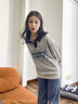 真維斯（JEANSWEST）麻灰色翻領polo衛(wèi)衣女士春秋2025新款學院風寬松小個子薄款上衣服 曬單實拍圖