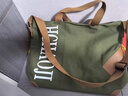 幻鯊日系帆布托特包包女休閑大容量通勤手提袋學(xué)生上課百搭單肩斜挎包 HCHAO字母綠有掛件 曬單實(shí)拍圖