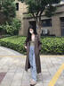 棉致純羊絨雙面毛呢大衣女秋冬季新款中長(cháng)款韓版寬松顯瘦系帶呢子外套 灰駝色純羊毛 【側兜】 S 80-118斤 曬單實(shí)拍圖