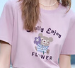 百圖betu女裝2025夏季新款T恤字母植絨工藝印花棉感短袖上衣女2507T14 粉紫色 L 曬單實(shí)拍圖