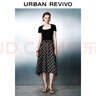 UR2025夏季新款女裝休閑拼接格紋腰帶短袖連衣裙UWJ750048 黑色格子 M 曬單實(shí)拍圖