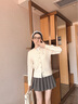 Teenie Weenie【趙露思同款】小熊女裝毛針織衫2025秋季新款復古四季絞花開衫 象牙白 XS 曬單實拍圖