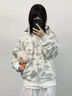 索菲堡美式復(fù)古雙帽迷彩連帽衛(wèi)衣拉鏈開衫原創(chuàng)國潮春秋男女鯊魚搞怪外套 白色 M 曬單實拍圖