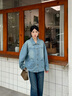 森馬（Semir）牛仔外套女中長(cháng)款落肩寬松夾克2025春秋棉質(zhì)通勤109125108014 曬單實(shí)拍圖