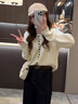 妍莉芬（yanlifen）2025秋季搭配一整套韓系軟糯時(shí)尚針織毛衣牛仔闊腿褲兩件套裝女裝 橘上衣+米白褲子兩件套 S (85-100) 曬單實(shí)拍圖