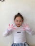 察今冬季可愛(ài)手套女小學(xué)生兔子針織五指防寒毛線(xiàn)加厚保暖兒童卡通手套 嫩黃 曬單實(shí)拍圖