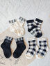 季米塔（Jimita）女童襪子春秋季純棉兒童中筒襪韓版ins黑白格子女孩寶寶秋天潮襪 Q24157 黑白格調（4雙裝） 3-5歲 (S) 建議腳長(cháng)14-17cm 曬單實(shí)拍圖