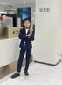 DOMIAMIAKIDS新中式男童西裝套裝兒童西服國潮風男寶主持生日宴禮服演出服 藏青色刺繡西裝5件套 150 （身高140-150）［體重66-75斤］ 曬單實拍圖