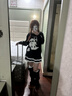 巧丂大筒圍褲管長筒靴堆堆馬丁女士皮鞋子騎士工裝英倫風(fēng)黑色厚底增高 黑色 單層 底厚7cm 37 正常碼 曬單實拍圖