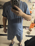 貓人（MiiOW）棉莫代爾男士睡衣男夏10A抑菌冰絲涼感家居服七夕禮物送男友藍色 曬單實(shí)拍圖