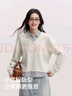 森馬（Semir）森柔棉|商場同款衛(wèi)衣女假兩件條紋春季2025新款翻領開叉衣服 淺花灰00224 M 160/84A 曬單實拍圖