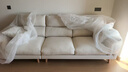 源氏木語(yǔ)布藝沙發(fā)奶油風(fēng)白色現代簡(jiǎn)約小戶(hù)型客廳直排三人位沙發(fā) 2.52米三人位沙發(fā)(布藝梨白) 曬單實(shí)拍圖