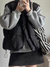 矜持范馬甲女2025新款小眾馬甲女韓版百搭洋氣坎肩馬甲學(xué)生棉襖外套 黑色 M 100-115斤 曬單實(shí)拍圖
