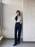 婭麗達(dá)鎖色闊腿牛仔褲女2025新款寬松遮肉秋季彈力慵懶直筒褲 深邃藍(lán)(B1)常規(guī)腰頭 29 曬單實(shí)拍圖