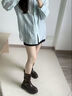 達芙妮美拉德馬丁靴女2025新款秋季新疆旅游西部牛仔靴棕色厚底增高短靴 棕色 38 曬單實(shí)拍圖