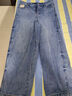 太平鳥(niǎo)男裝牛仔褲25秋季寬松闊腿長(cháng)褲全棉牛仔復古皮標潮牌 牛仔淺藍 第一批 34 曬單實(shí)拍圖