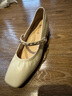 百麗（Belle）氣質(zhì)扣帶時(shí)裝瑪麗珍鞋優(yōu)雅舒適牛皮女士單鞋D4A1DAQ5 米白 37 (235mm) 曬單實(shí)拍圖